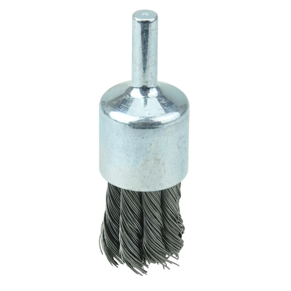 Weiler Wolverine 3/4" Knot Wire End Brush, .020" Steel Fill, 1/4" Stem 36250 - main